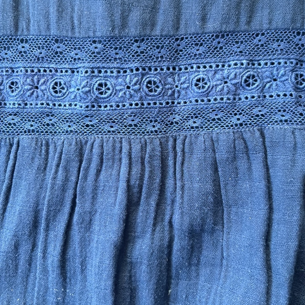 Roller Rabbit beautiful Navy spring blue dress girl 10 yy old A shape - Picture 3 of 8